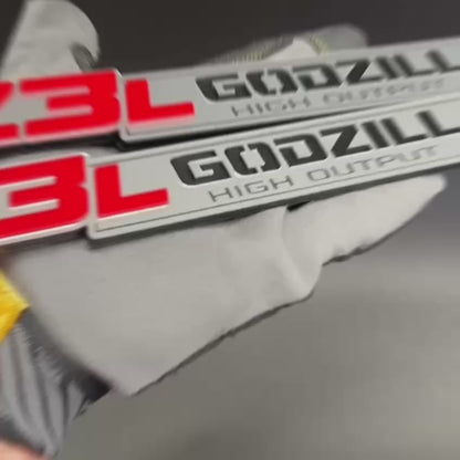 7.3L GODZILLA 3D Car Emblem Silver Fender Badge - Exterior Truck Decal
