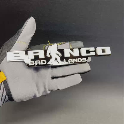 Custom Bronco Sasquatch badge with bold off-road style design