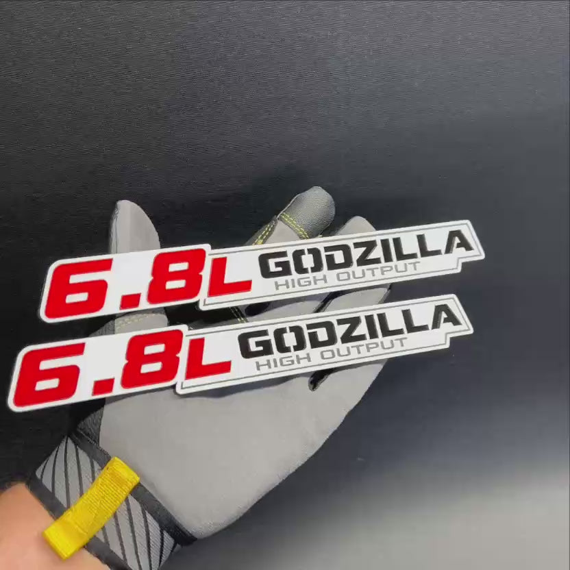 Custom 6.8-liter Godzilla High Output engine emblem for car or truck exterior