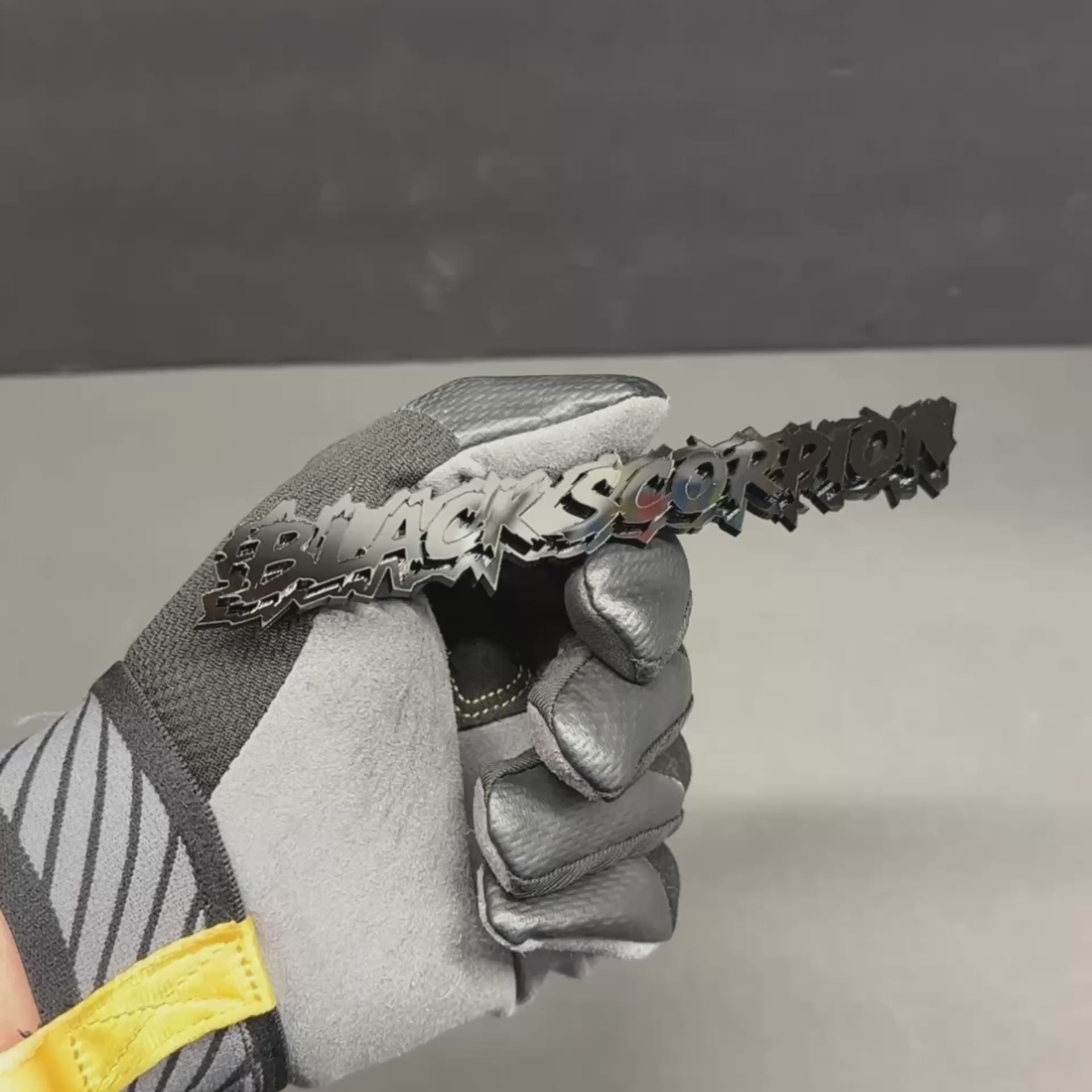 Black Scorpion performance style auto emblem with aggressive custom lettering design