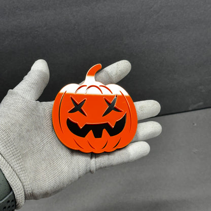 Orange pumpkin fender badge custom car accessory with 3D layered design