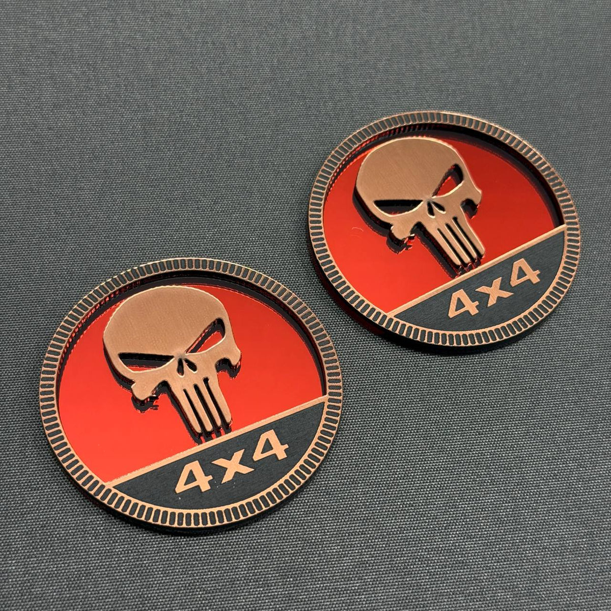 Punisher Rated Skull 4x4 car badge emblem for Ford, Jeep, Dodge and RAM trucks and SUVs