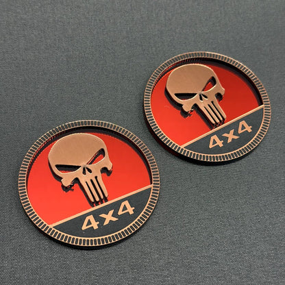 Punisher Rated Skull 4x4 car badge emblem for Ford, Jeep, Dodge and RAM trucks and SUVs