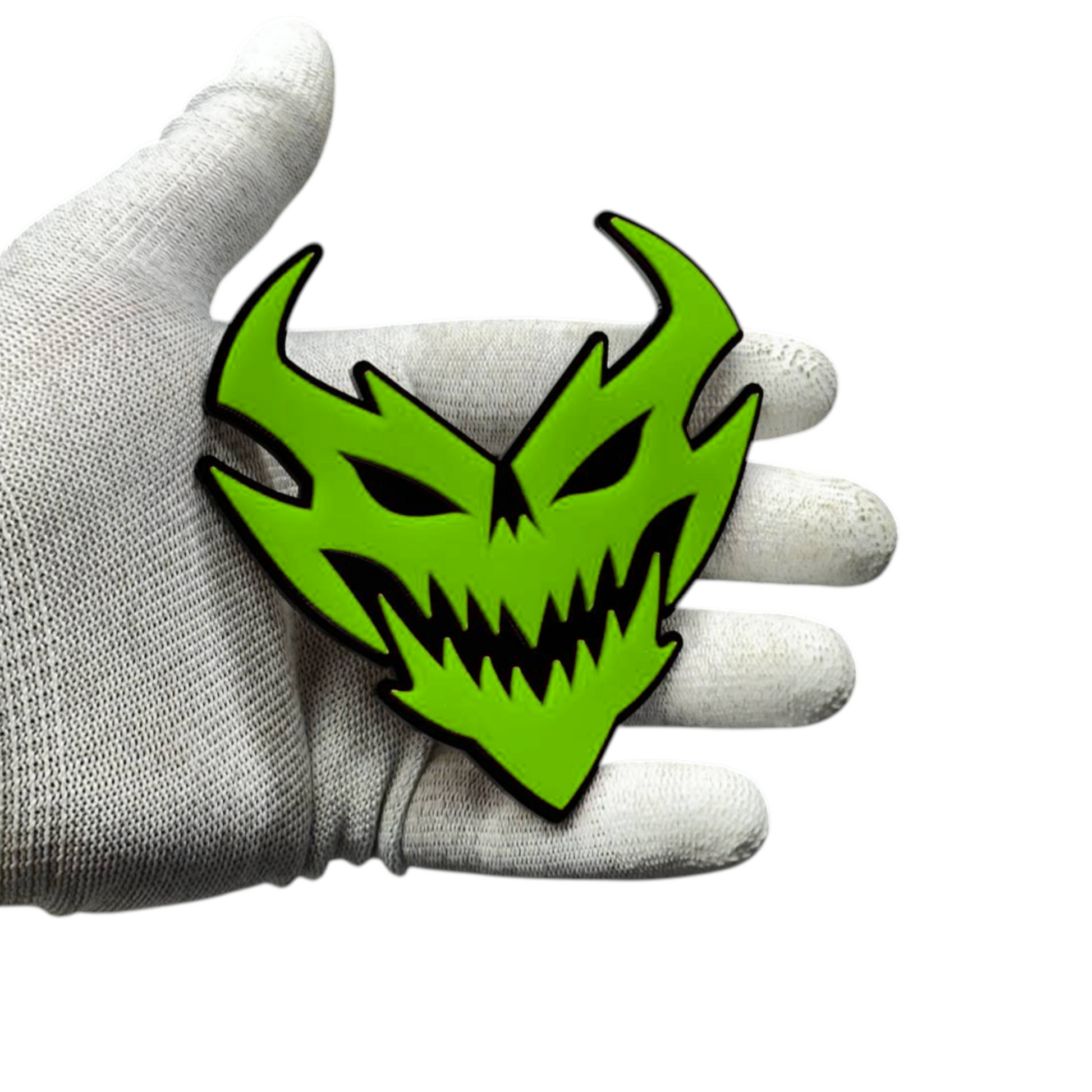 acrylic demon skull badge on Dodge RAM custom build exterior