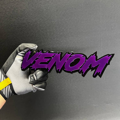 Purple mirror VENOM performance badge for muscle cars, sport cars, offroad trucks, and custom builds