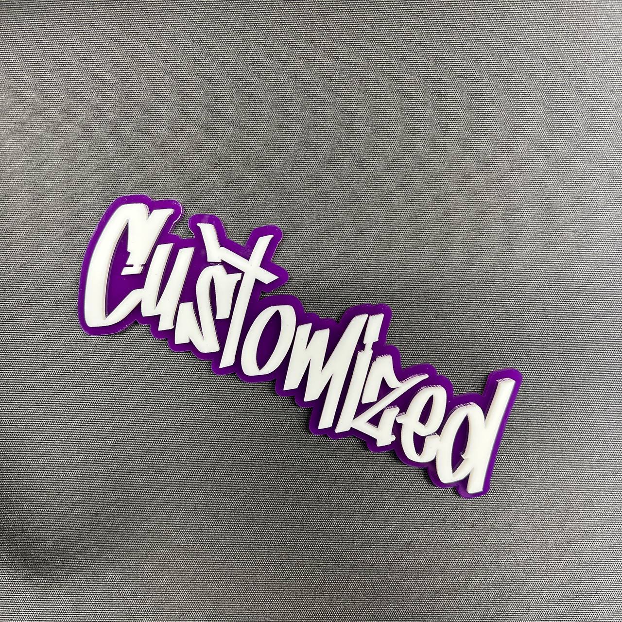 Personalized graffiti text emblem with bold 3D custom lettering