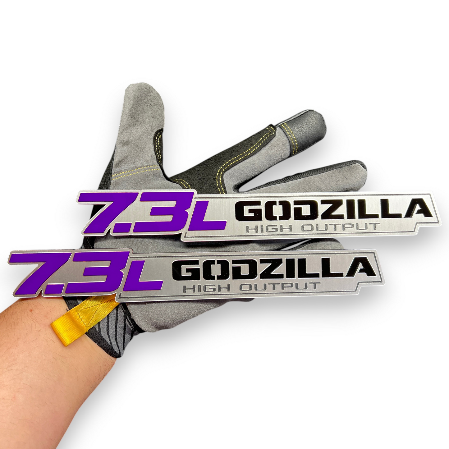 7.3L GODZILLA 3D Car Emblem Silver Fender Badge - Exterior Truck Decal