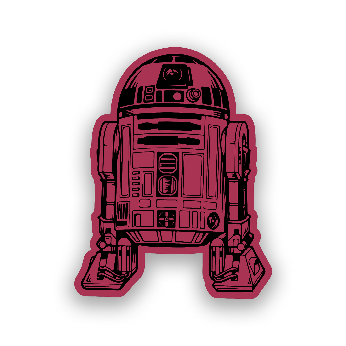 Sci fi droid vehicle badge with precision engraved galactic robot artwork