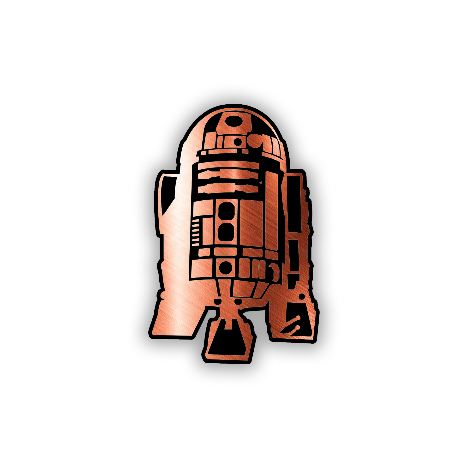 Detailed silver robot car emblem suitable for a fender or tailgate