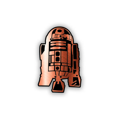 Detailed silver robot car emblem suitable for a fender or tailgate
