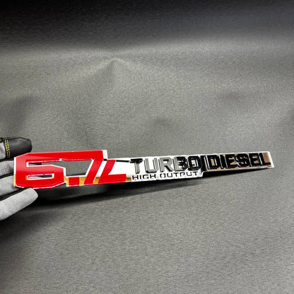 Custom 6.7L Turbo Diesel High Output acrylic badge for Ram 2500 truck fender emblem.