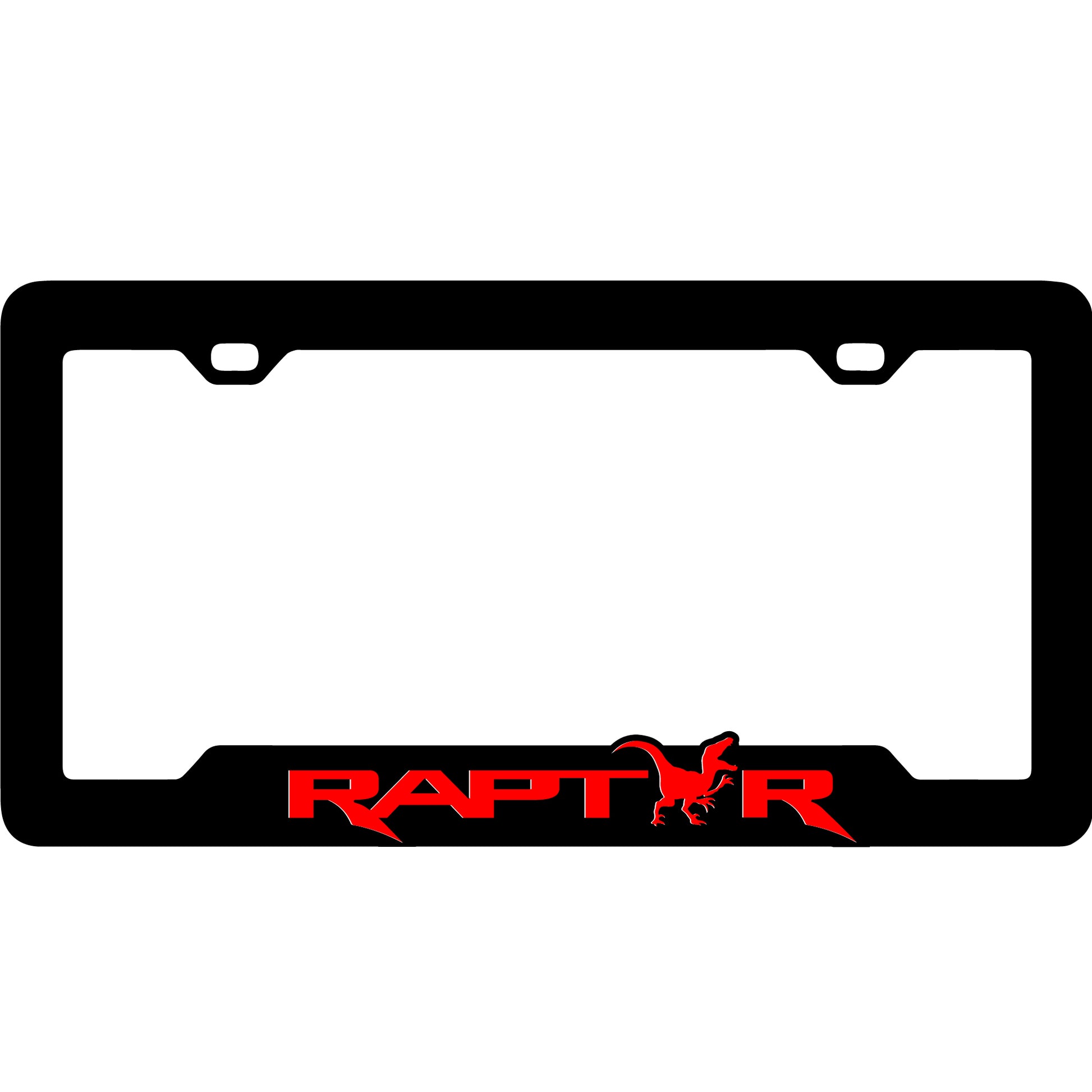 Performance inspired Raptor license plate frame for truck tailgate and offroad styling