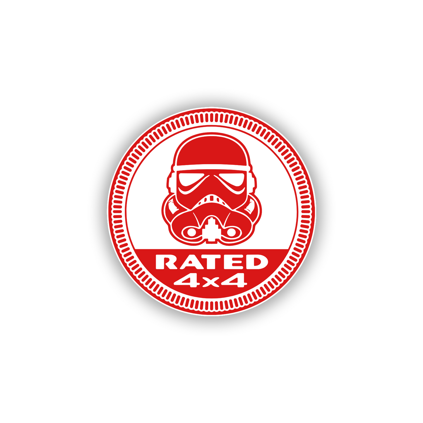 Engraved sci-fi helmet Rated 4x4 car badge with silver finish