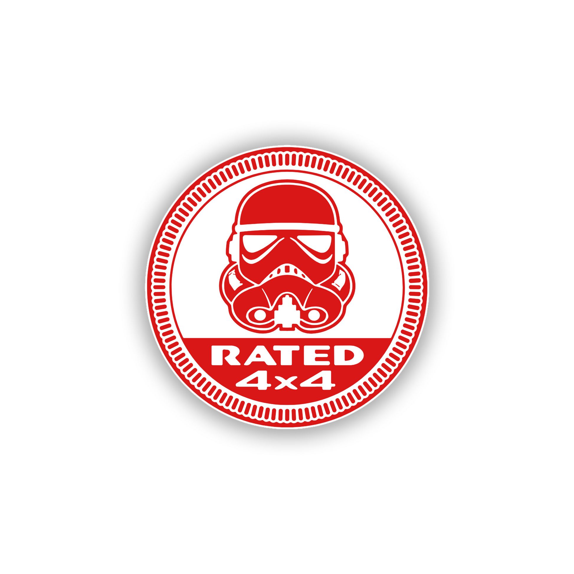 Engraved sci-fi helmet Rated 4x4 car badge with silver finish