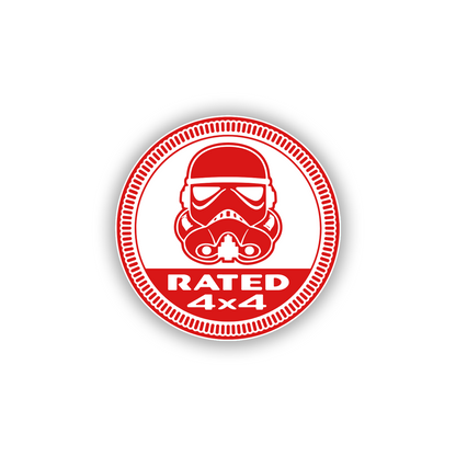 Engraved sci-fi helmet Rated 4x4 car badge with silver finish