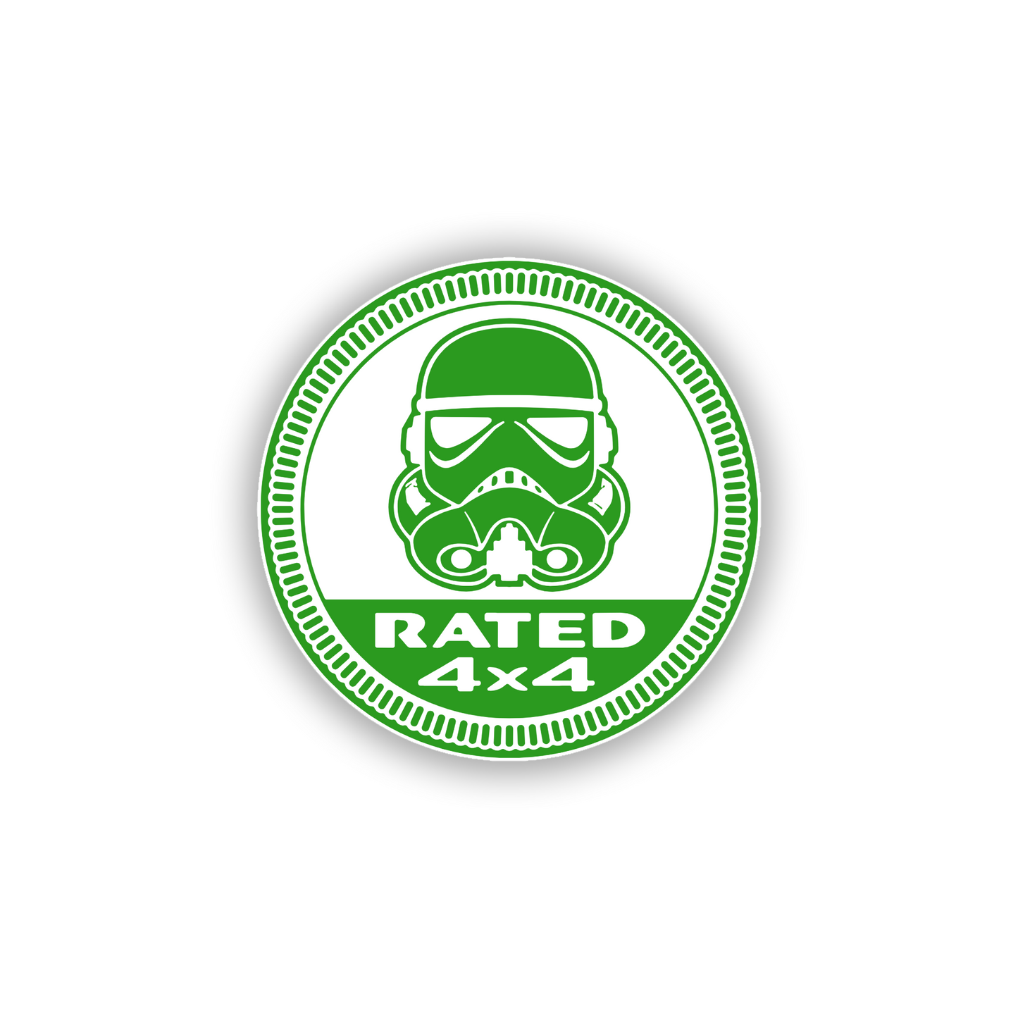 Round Stormtrooper Rated 4x4 vehicle emblem for trucks and SUVs