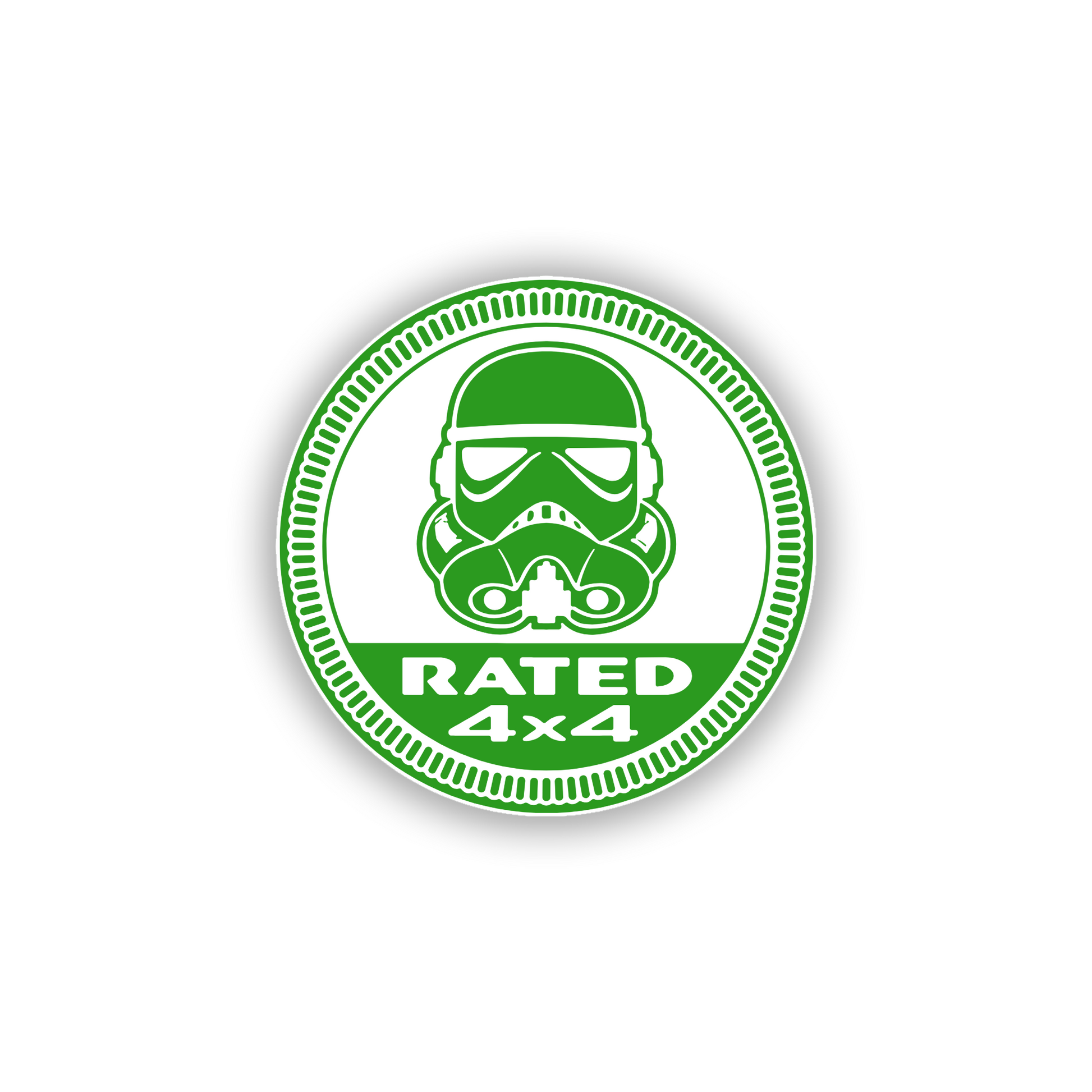 Round Stormtrooper Rated 4x4 vehicle emblem for trucks and SUVs