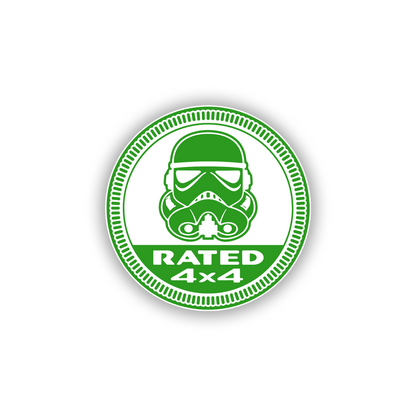Round Stormtrooper Rated 4x4 vehicle emblem for trucks and SUVs