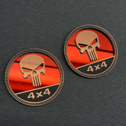 Punisher Skull 4x4 truck badge emblem for Toyota Tacoma, Tundra, Ford F-150 and Chevy Silverado