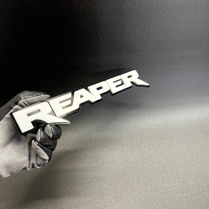 Acrylic Reaper text emblem for custom vehicle tailgate and fender applications