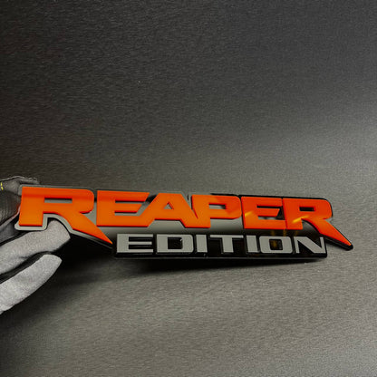 Reaper Edition Car Badge Fender Emblem in orange and gray