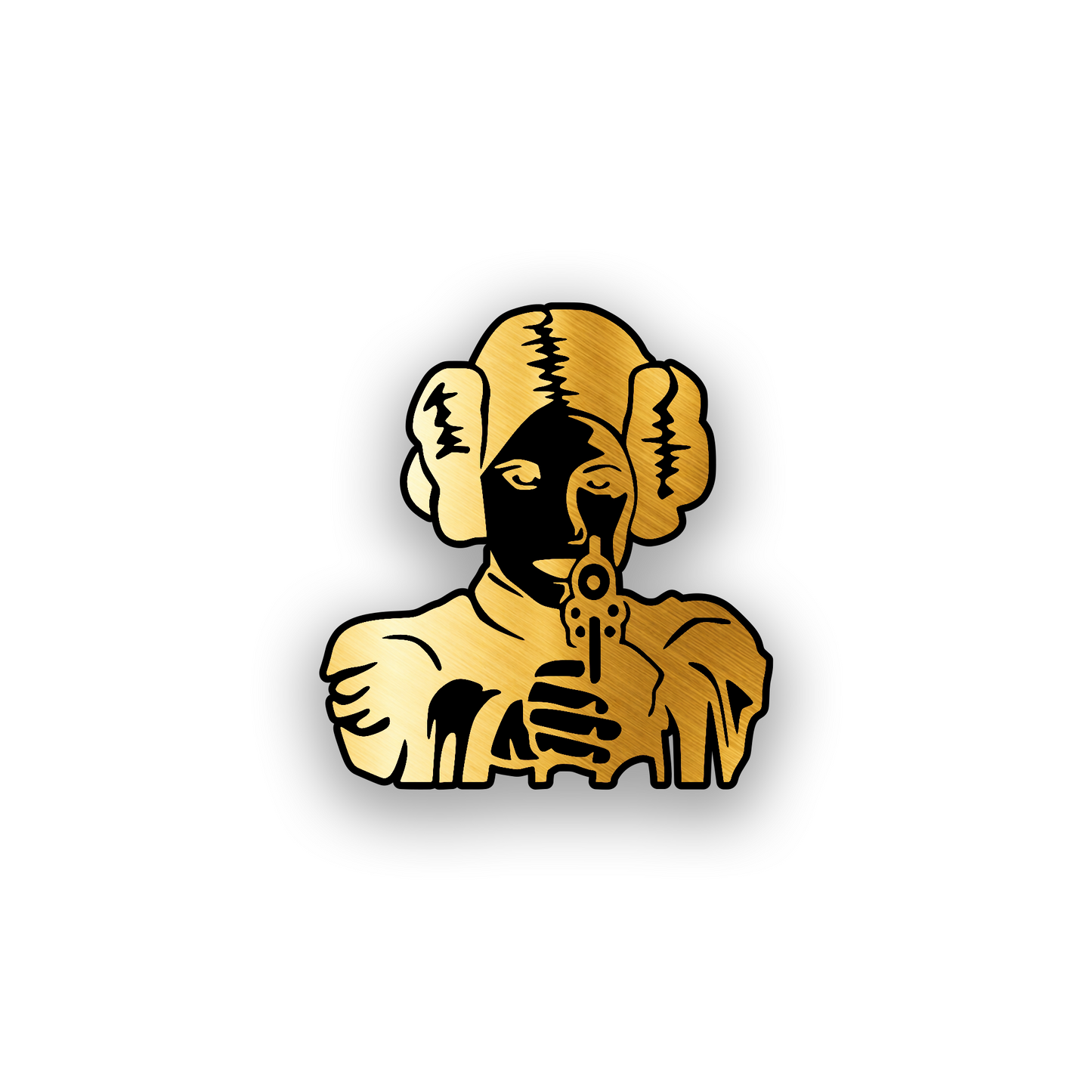Star Wars inspired car emblem featuring a Princess Leia style engraved portrait