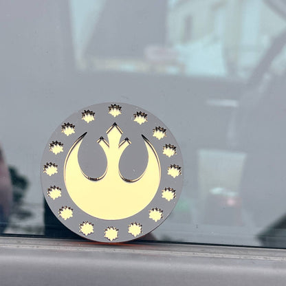 acrylic rebel circle badge on ford bronco offroad fender installation