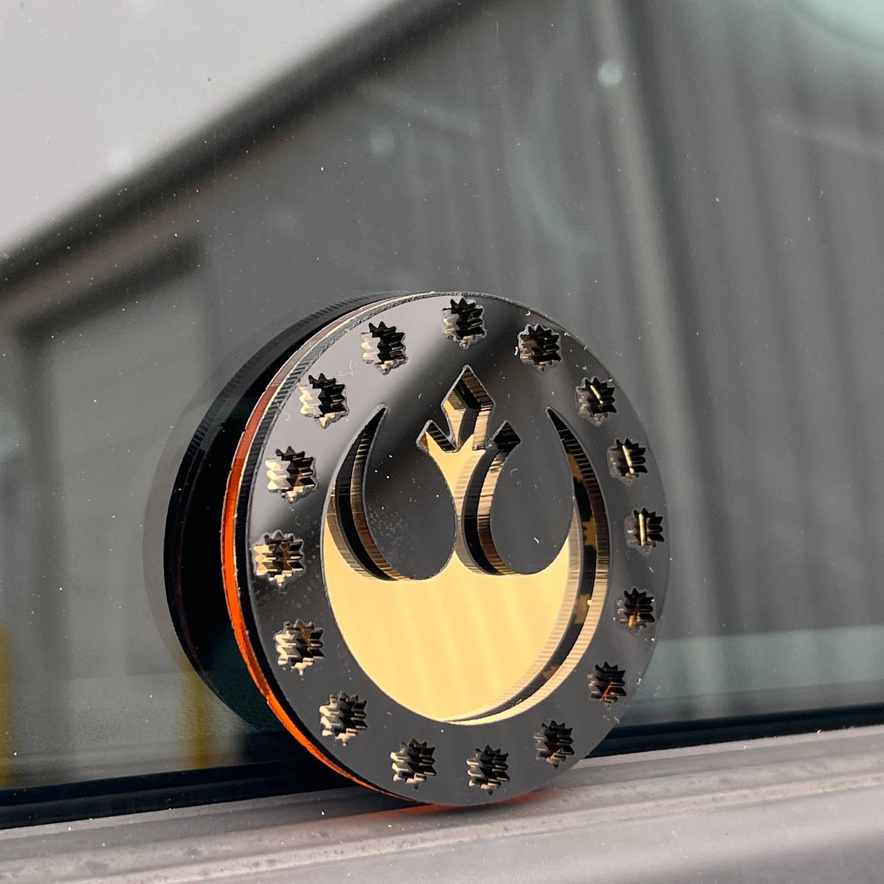 rebel alliance style emblem on ram truck fender performance badge