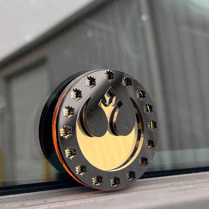 rebel alliance style emblem on ram truck fender performance badge