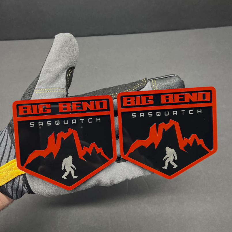Custom Big Bend Sasquatch truck badge for Ford, Chevrolet, GMC and Toyota off-road vehicles