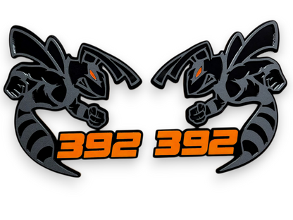 Custom 392 HEMI Bee emblem red and black acrylic badge for Dodge Challenger fender or hood