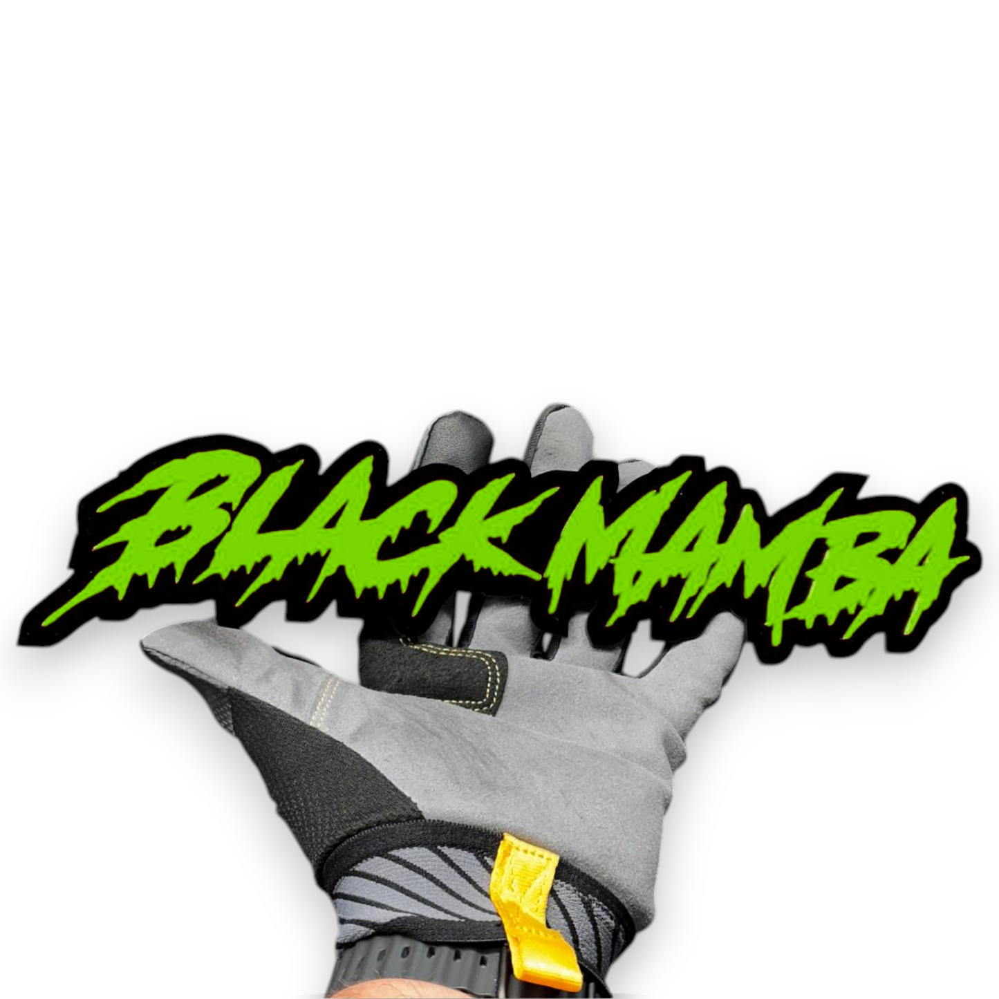 Black Mamba text decal badge for Jeep Wrangler, Gladiator, offroad trucks, and custom vehicle trim.