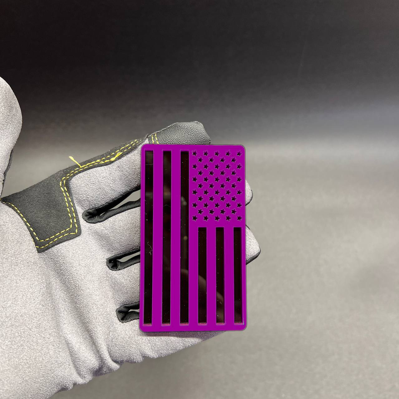 Universal American flag acrylic badge for performance, offroad, muscle, and patriotic vehicle builds.