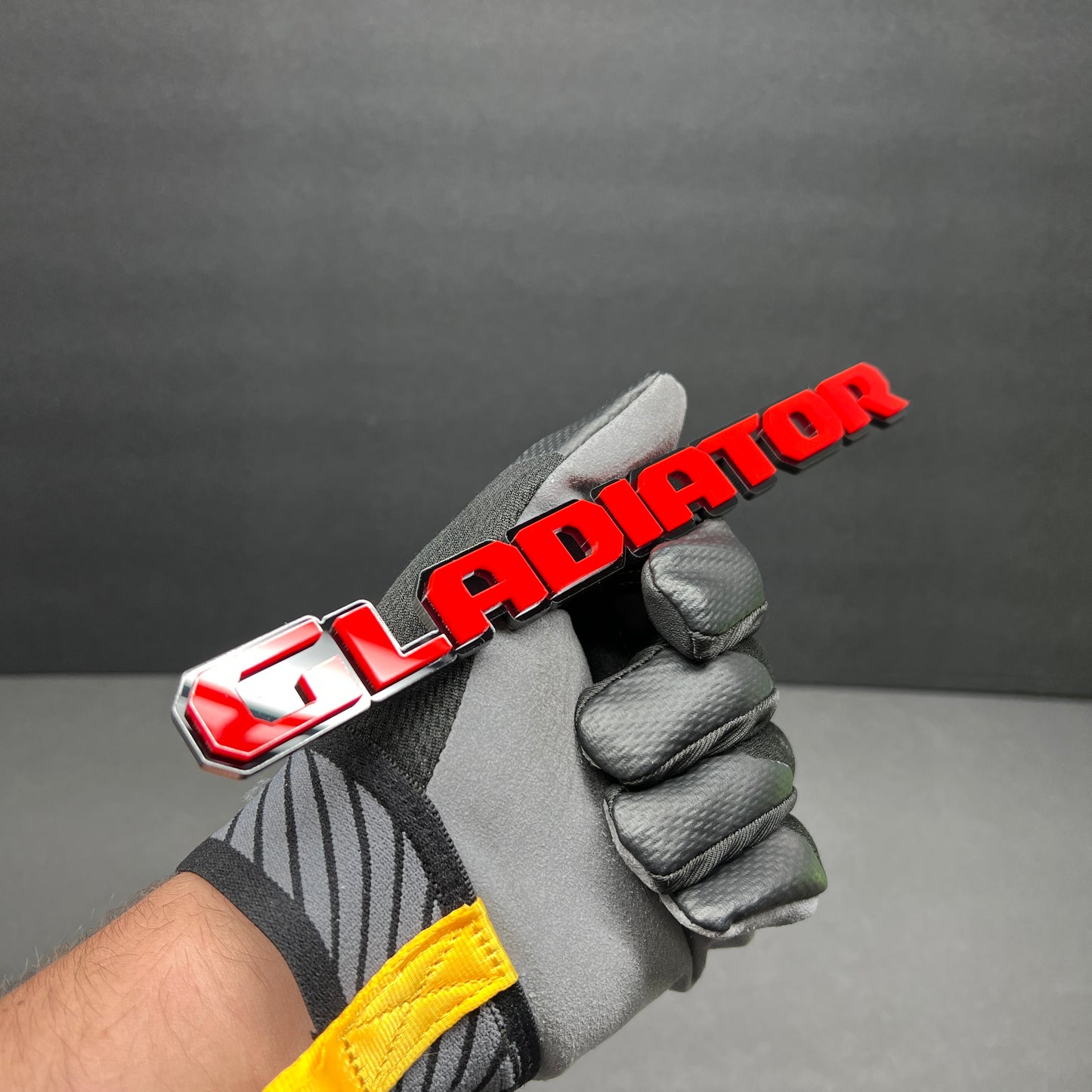Sport inspired GLADIATOR text emblem for offroad truck customization