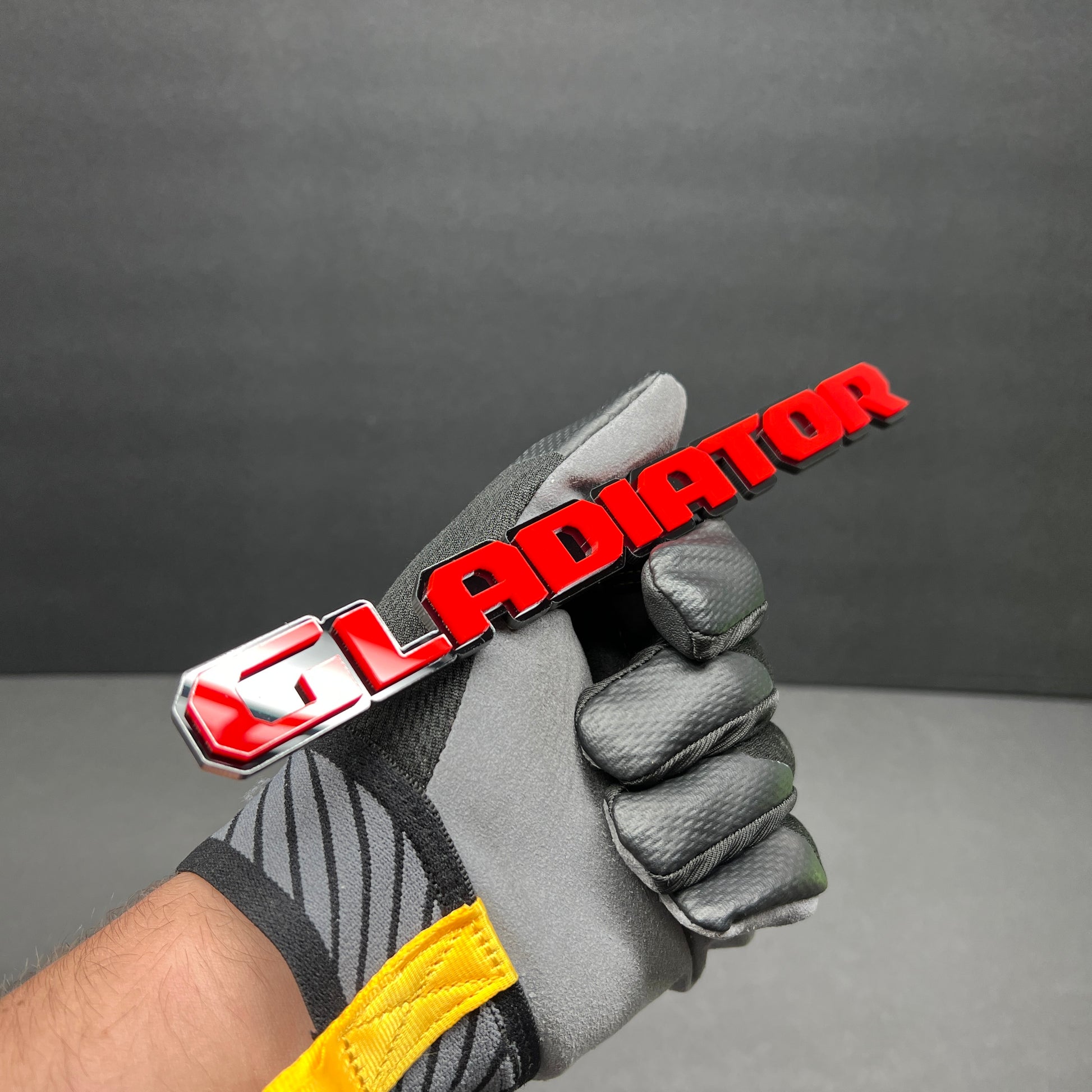 Sport inspired GLADIATOR text emblem for offroad truck customization