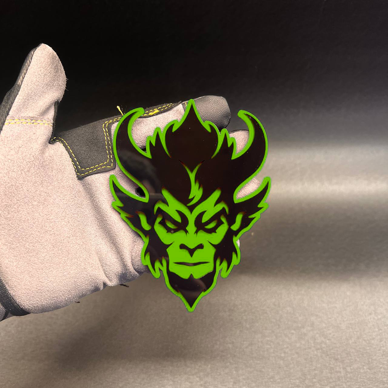 Red black Monkey King Demon badge made for car enthusiasts and custom vehicle accents