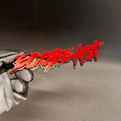 Red black ECOBEAST car emblem badge with 3M adhesive back for easy install