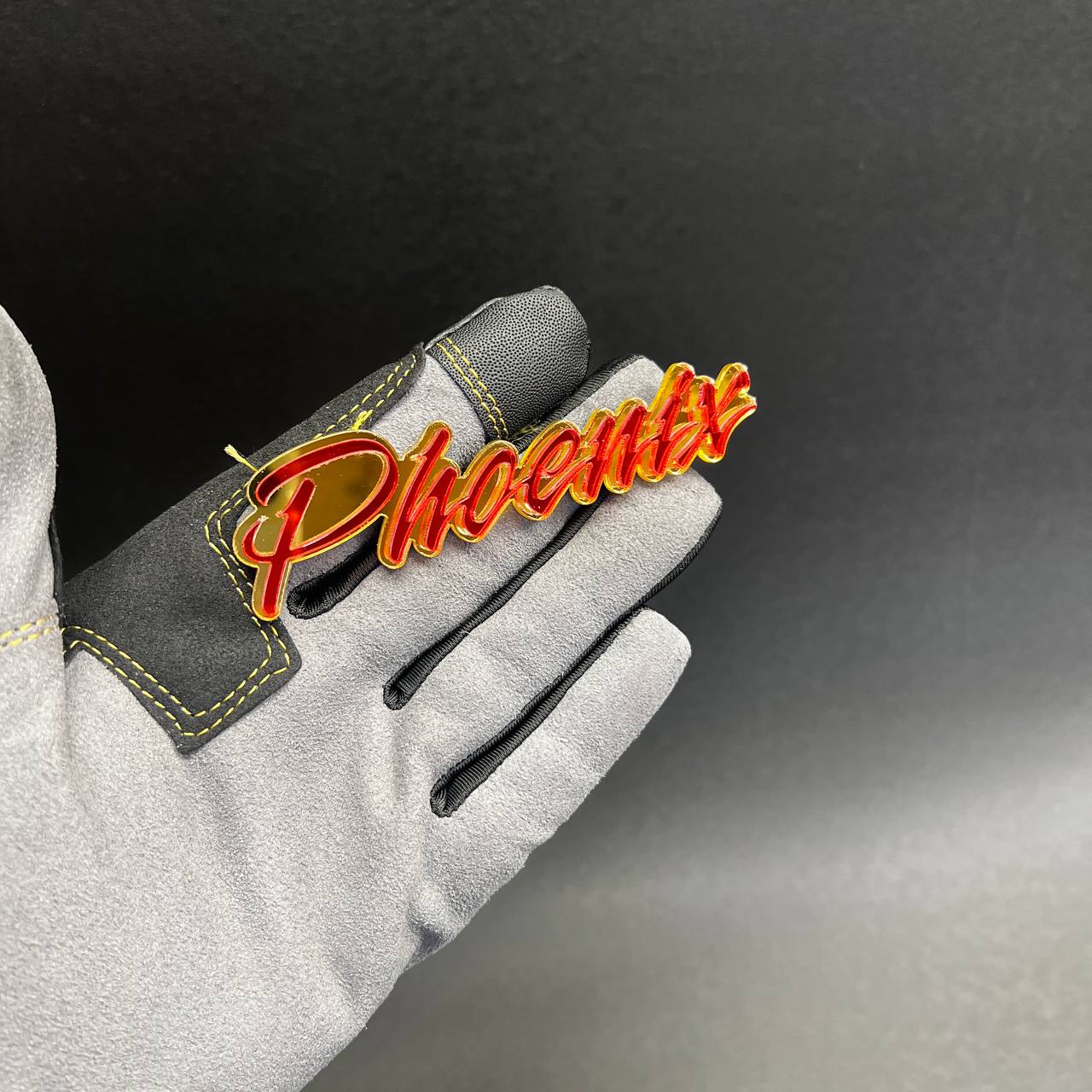 Custom Phoenix text badge decal for RAM and Ford F150 tailgate or fender upgrade.