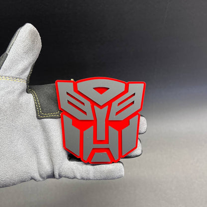 Custom layered robot badge for trucks, cars, SUVs, and show builds