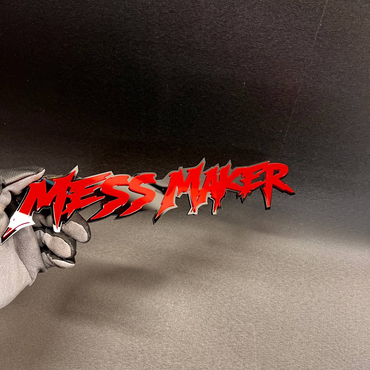 Custom MESS MAKER text badge for car, truck, fender, tailgate, or exterior decal use