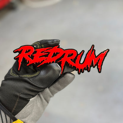 Red Rum Car Badge Fender Emblem in red and black drip style