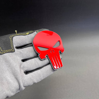 Red and black skull truck badge for fender, tailgate, or rear panel