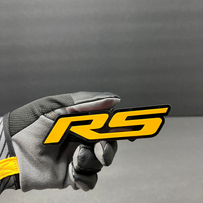 Custom RS emblem inspired by Audi RS4 sports sedan models.