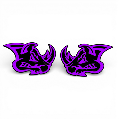 Custom Rhino auto emblem pair for hood tailgate door or side panel placement