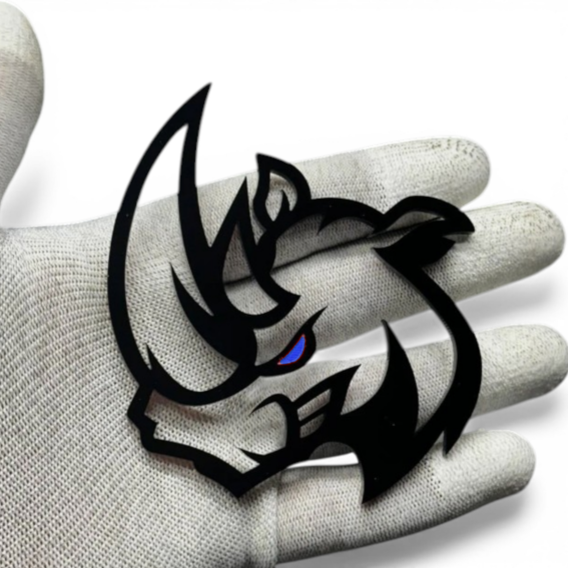 Angry Rhino badge emblem pair for car truck fender hood or tailgate installation