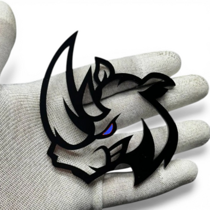 Angry Rhino badge emblem pair for car truck fender hood or tailgate installation
