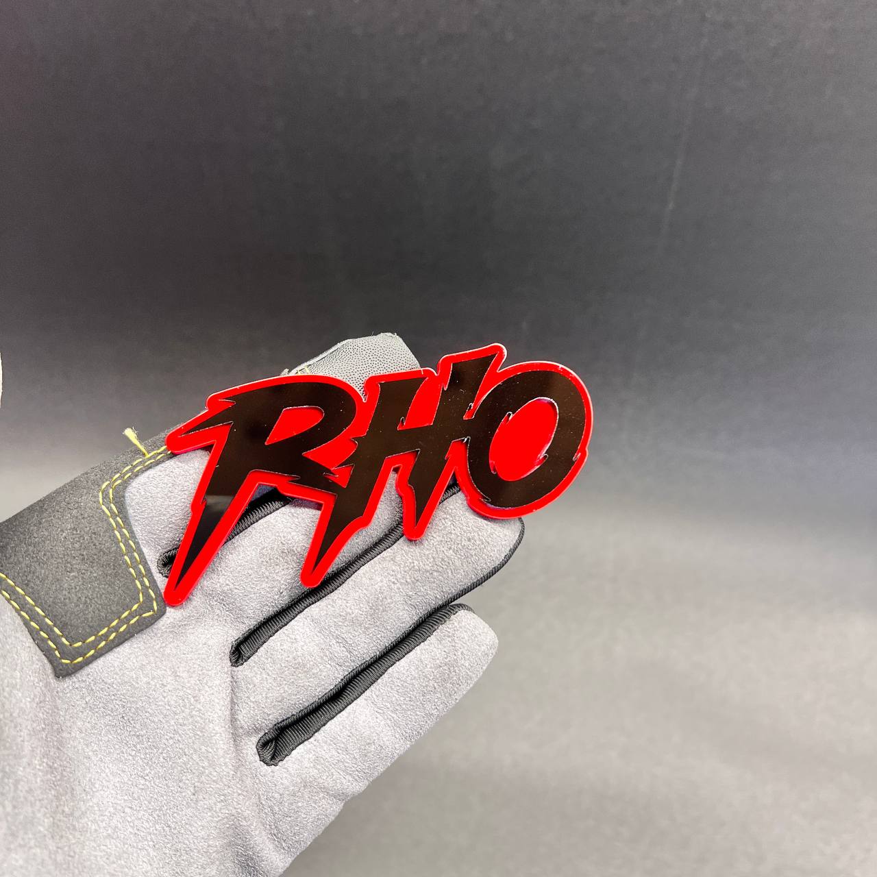 RHINO red and black car badge fender emblem with custom automotive style