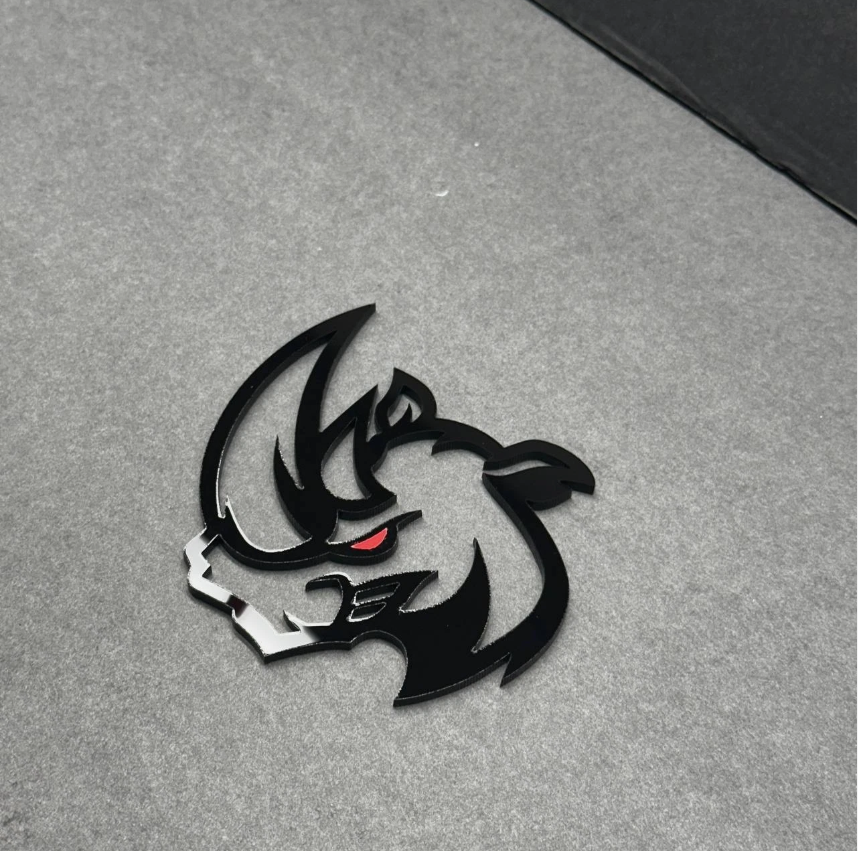 Aggressive Rhino Red Eye fender emblem for Jeep Wrangler, Gladiator, Chevy Silverado and GMC Sierra