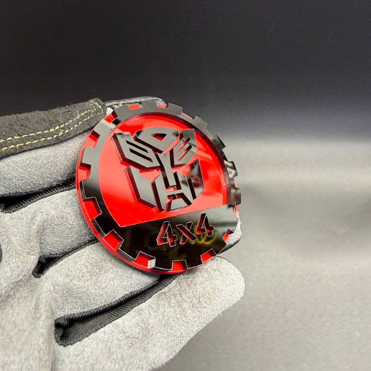 Red black Autobot Rated badge fits Jeep Wrangler 4x4 car fender
