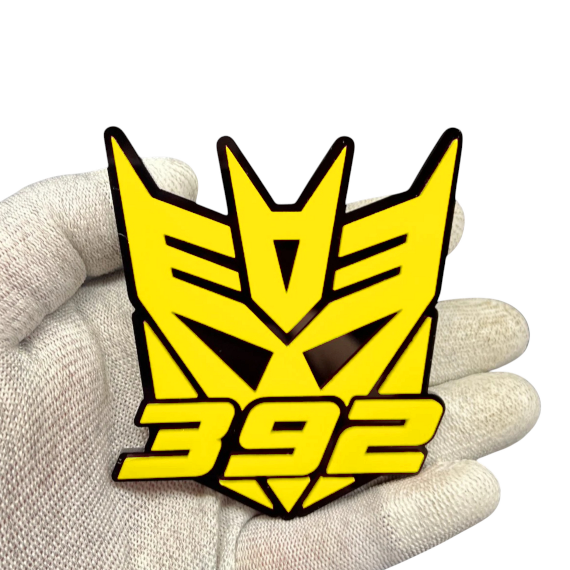 Autobot 392 emblem for Dodge Magnum SRT8, black acrylic custom badge with red eyes muscle car styling